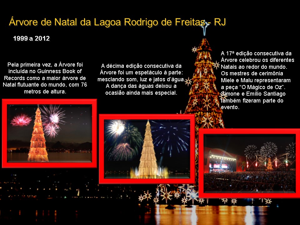 Árvore de Natal da Lagoa Rodrigo de Freitas/RJ - 1999 à 2012 - Roque  Assessoria - Palestrantes e Eventos